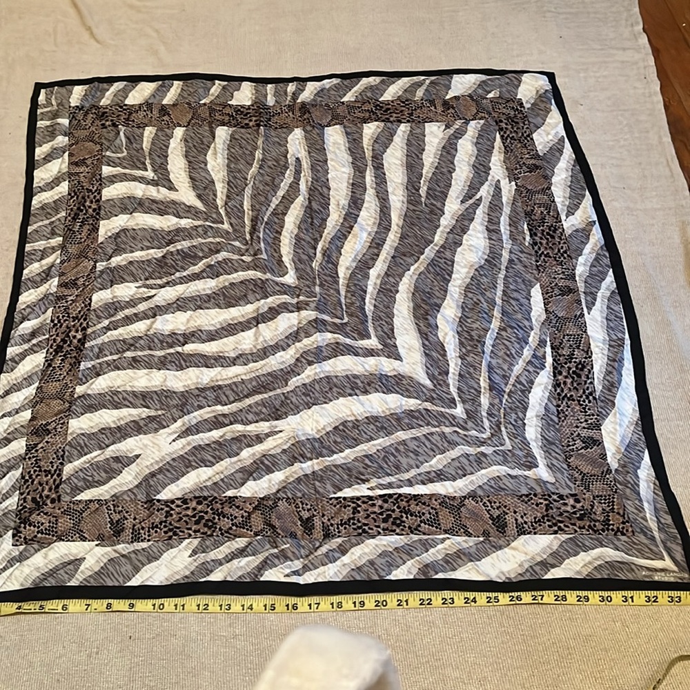 Adrienne Landau Studio silk scarf animal print approximately 34 by 34 inches